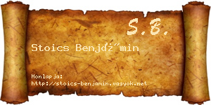 Stoics Benjámin névjegykártya